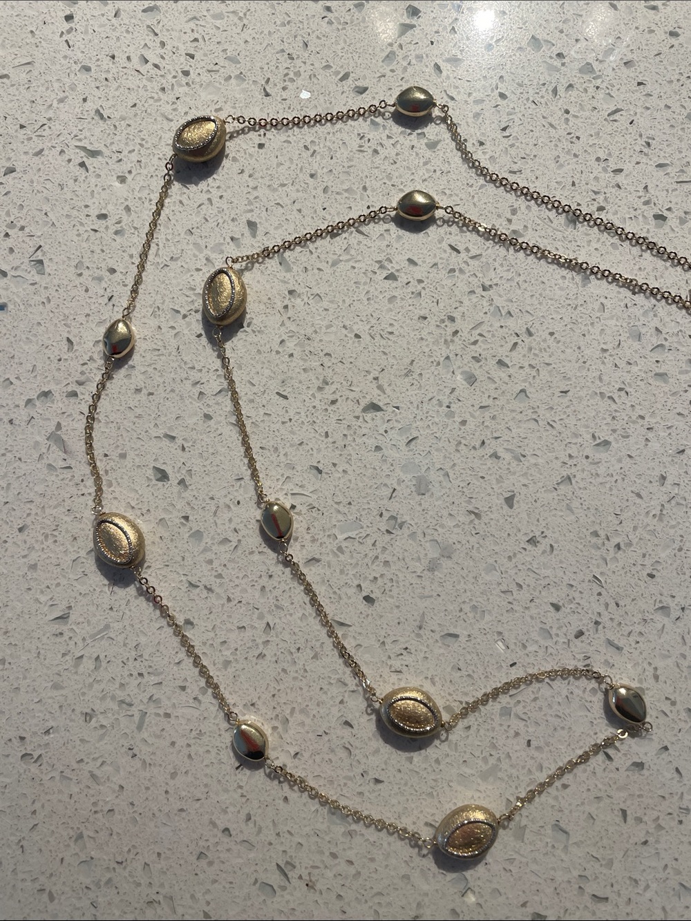 14K Gold Bead Station Long Necklace - Women Jewelry